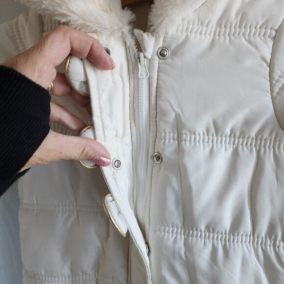 First Impressions Baby Girl Ivory White Puffer Bow Hooded Snowsuit 6-9 month NWT - Picture 4 of 8